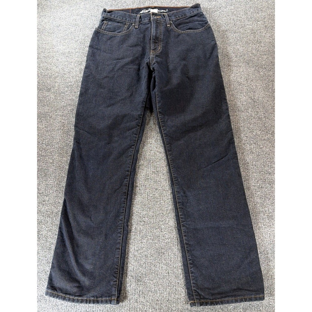Eddie Bauer Mens 32x32 Flannel Fleece Lined Relaxed Fit Jeans Dark Blue